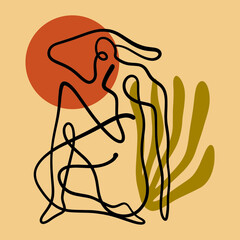 boho sacred magic woman mystical symbol flat holistic healing meditation reiki new age concept modern abstract silhouette