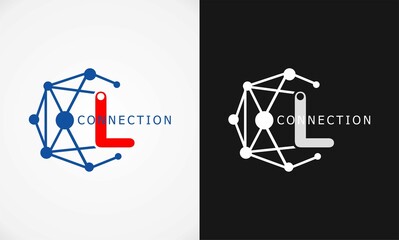 letter L vector pattern background network connection logo