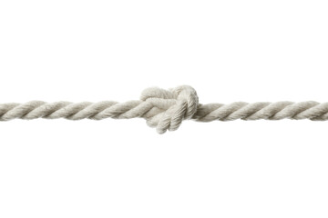 Cotton rope with knot on white background