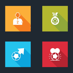 Set Football or soccer player, medal, Soccer football and icon. Vector
