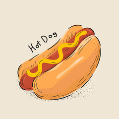 illustration Hotdog. Vector  fast food menus. hot dog vector.
