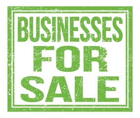 BUSINESSES FOR SALE, text on green grungy stamp sign