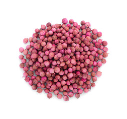 Coriander seeds on white background