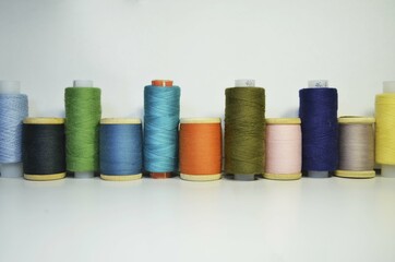 multicolored skeins of thread