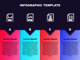 Set line XML file document, HTML, WAV and EML. Business infographic template. Vector