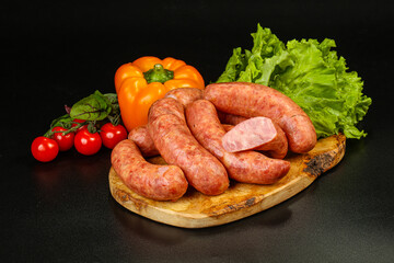 Natural meat sausages with minced meat