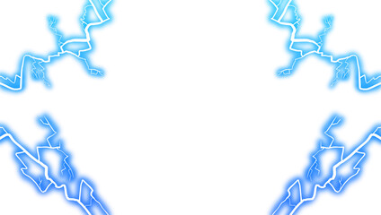 White background with blue lightning frame