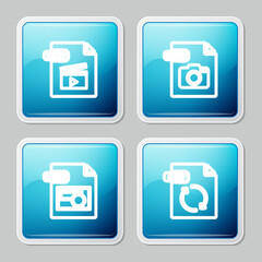 Set line MOV file document, RAW, BMP and GIF icon. Vector