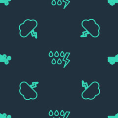 Set line Storm, and Wind and snow on seamless pattern. Vector