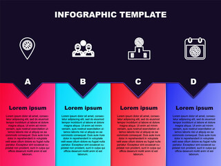 Set line Location with basketball ball, Basketball players, Sports winner podium and sport calendar. Business infographic template. Vector