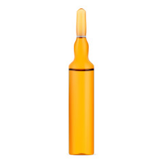 Medicine ampoule. Brown glass cosmetic serum ampule. Antibiotic medical drug phial. Vaccine dose ampoule illustration on white background. Liquid vitamin product injection bottle