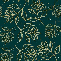 Christmas foliage seamless pattern for greeting cards, wrapping papers. Hand drawn © Ivan Kopylov