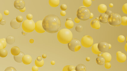 Yellow balls, glass, abstract, minimalistic composition. 3d render, visualization, illustration