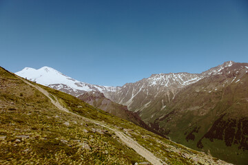 Picturesque view on Elbrus peak in summer.
