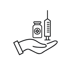 Vaccine icon line style isolated on white background