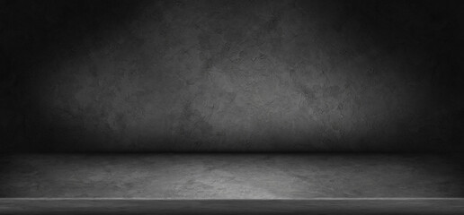 Empty dark gray concrete floor studio room background