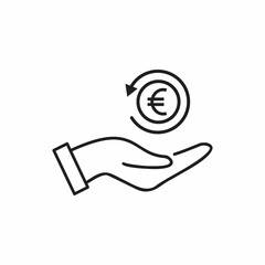 Euro chargeback on hand icon design isolated on white background