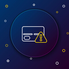 Line Credit card icon isolated on blue background. Online payment. Cash withdrawal. Financial operations. Shopping sign. Colorful outline concept. Vector