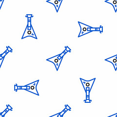 Line Electric bass guitar icon isolated seamless pattern on white background. Colorful outline concept. Vector