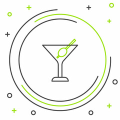 Line Martini glass icon isolated on white background. Cocktail icon. Wine glass icon. Colorful outline concept. Vector