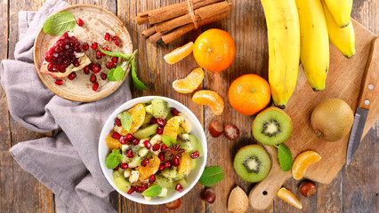 autumn fresh fruit salad with ingredient