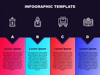 Set line Ramadan Kareem lantern, Perfume, Holy book of Koran and . Business infographic template. Vector