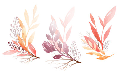 Autumn flowers. Bouquets, borders, flower arrangements. Flowers in orange purple and pink tones.