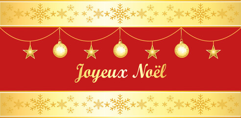 Obraz na płótnie Canvas Joyeux noël. Bannière vectorielle rouge et or.