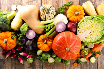 healthy food selection fruit and vegetable - obrazy, fototapety, plakaty