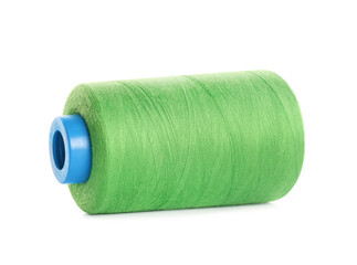 Spool of green sewing thread isolated on white