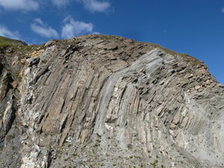 Geologic folding of African and European tectonic plate in the Alpes on the continental divide...