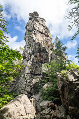 rock in the forest - natural monument Dratenicka Rock, Zdarske vrchy in Vysocina, Czech Republic