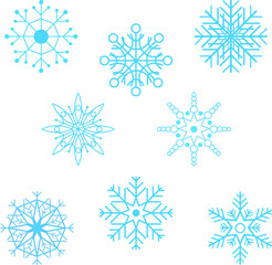 set of stylized snowflakes icons