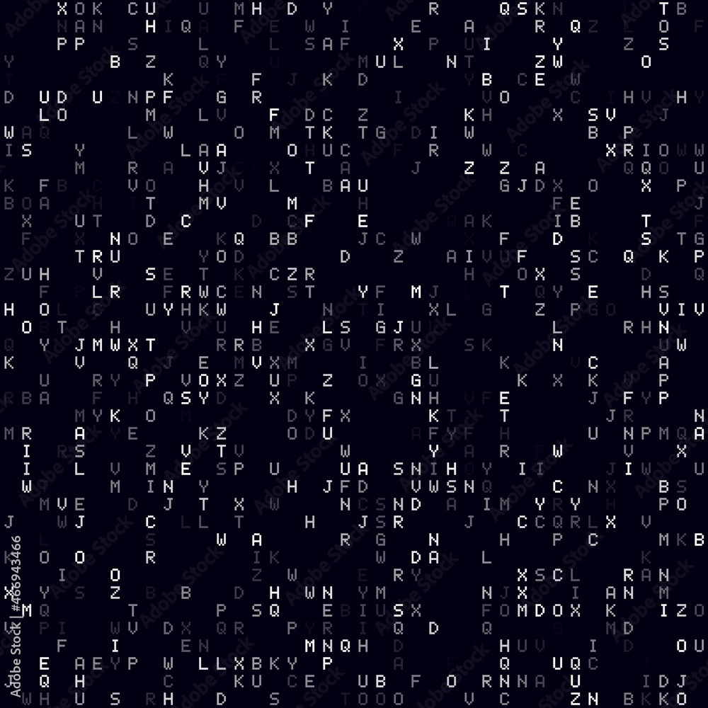 Poster abstract digital background. white sparse alphabet letters background. medium sized seamless pattern