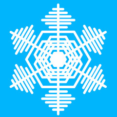 Symmetrical snowflake christmas decoration, geometric vector icon