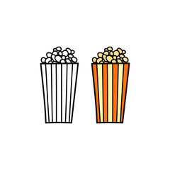 Doodle outline and colored popcorn busket.