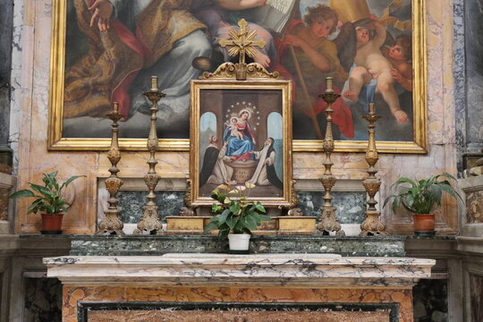 Catholic Altar at the San Bernardo alle Terme Church in Rome, Italy