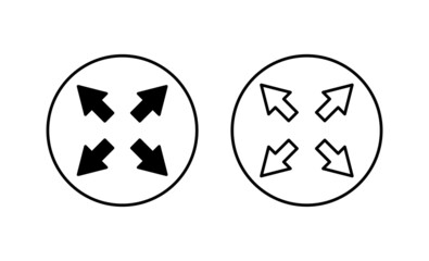 Fullscreen Icon set. Expand to full screen sign and symbol. Arrows symbol