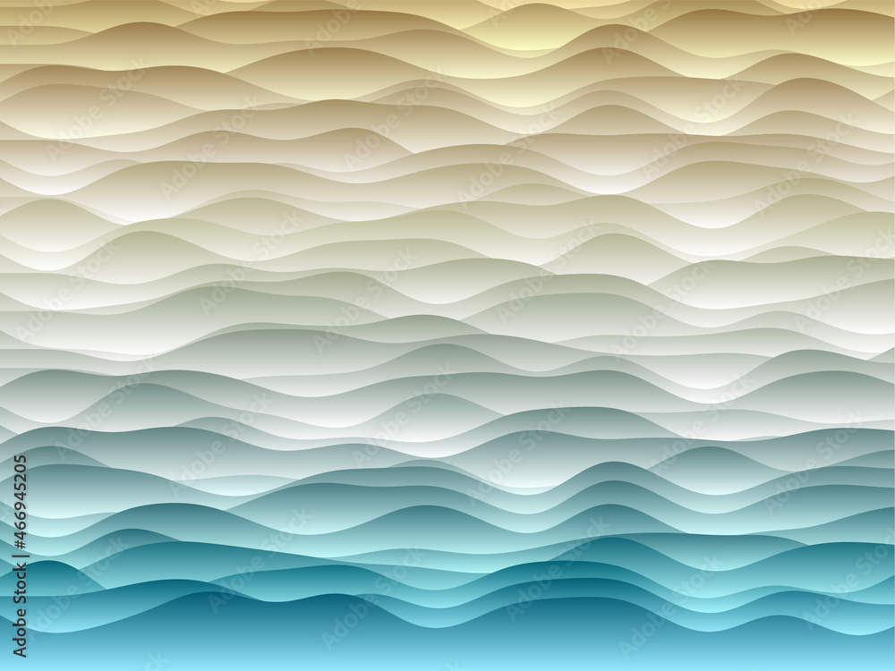 Poster abstract curves background. smooth curves with gradients in brown and teal colors. cool vector illus
