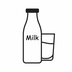 Milk bottle and glass icon