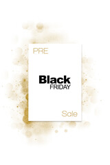Stylish Pre black friday sale label or sticker with gold glitter.