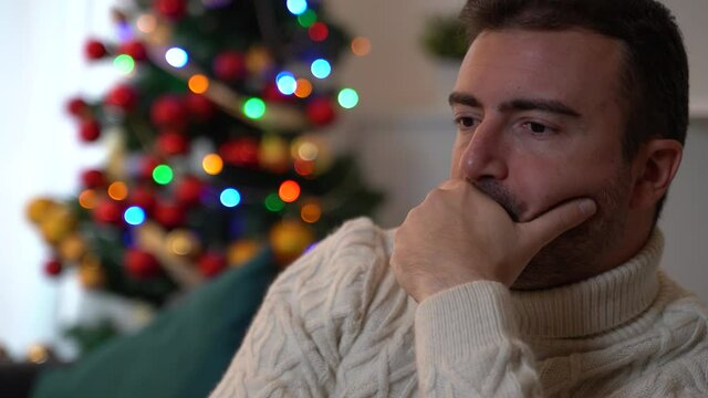 This video is about sad depressed man during christmas holiday