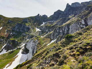 Fototapeta premium landscape in the mountains, Ciubotea Valley, Bucegi Mountains, Romania 
