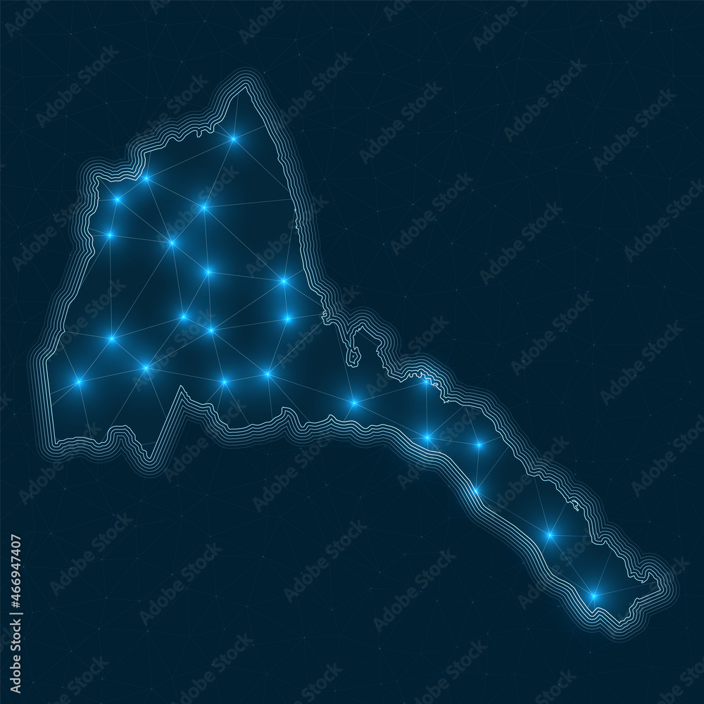 Aufkleber eritrea network map. abstract geometric map of the country. digital connections and telecommunicatio
