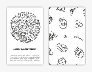 Card templates with honey doodles.