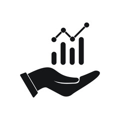 Hand with chart icon in trendy flat style design.