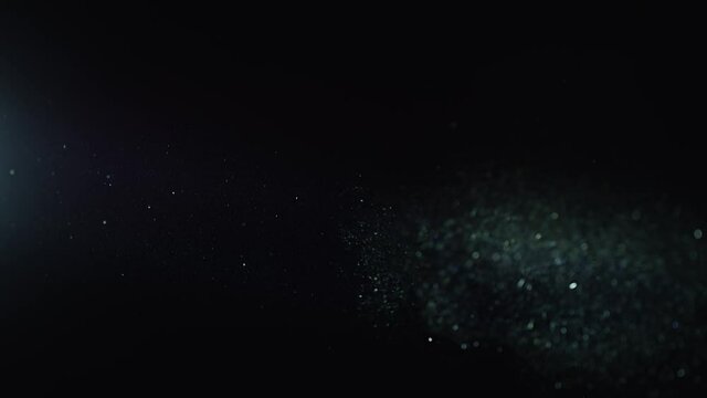 Natural Dust Organic Floating particles in stage light ray (spot) on black background. Dust in air atmosphere for your projects! Just drop it over your footage and use blending (screen) mode.