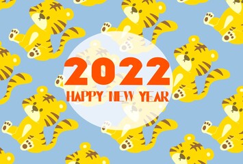 Fototapeta na wymiar かわいいトラのデザインのおしゃれな年賀状　2022