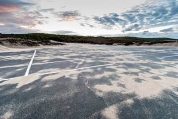 Cape Cod, deserted parking lot near the beach