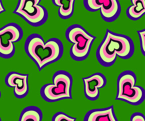 Obraz premium Abstract Hand Drawing Retro Hearts Seamless Vector Pattern Isolated Background